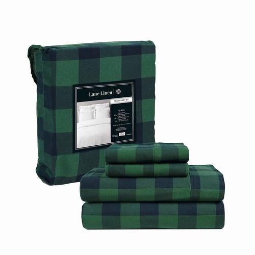 Cotton Flannel Queen Sheet Set - Brushed for Extra Softness - Lightweight Que... - Picture 1 of 5