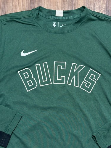 Nike Milwaukee Bucks NBA Dri-fit Warm Up L/S Shooting Shirt Green YOUTH Sz XL - Picture 2 of 9