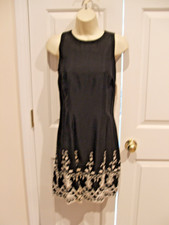 New in pkg FREDERICK'S OF HOLLYWOOD black EMBOIDERED dress made in USA sz 7/8