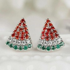 2Ct Round Cut Simulated Red Ruby Women's Stud Earrings 14K White Gold Plated