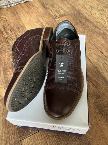 Silver Street London "rot" Herrenschuhe Größe 9 braun Halbschuhe burgund