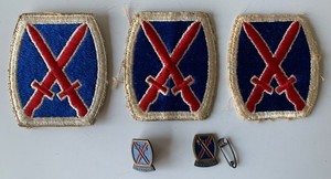Original WW II 2 Mountain Division 3 Embroidered Patches & 2 Lapel Pins *read