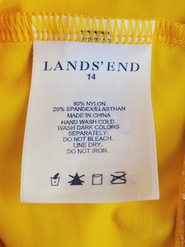 Lands' End Tankini Top Women's 14 BRIGHT YELLOW solid Halter Padded - Picture 3 of 5