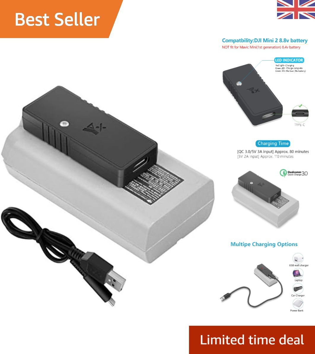 Quick Charge 3.0 USB Battery Charger for DJI Mini 4K & Mini 2 - Lightweight Hub