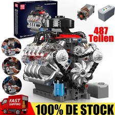 Building Block Klassischer V8-Motor Bausteine Set Bausatz 487 Teile Geschenk