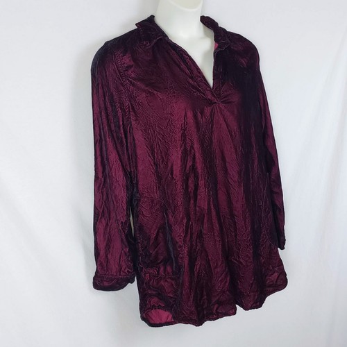 Soft Surroundings Samt Top Damen XL Burgunderrot Romantisch Goth Whimsigoth - Bild 10 von 12