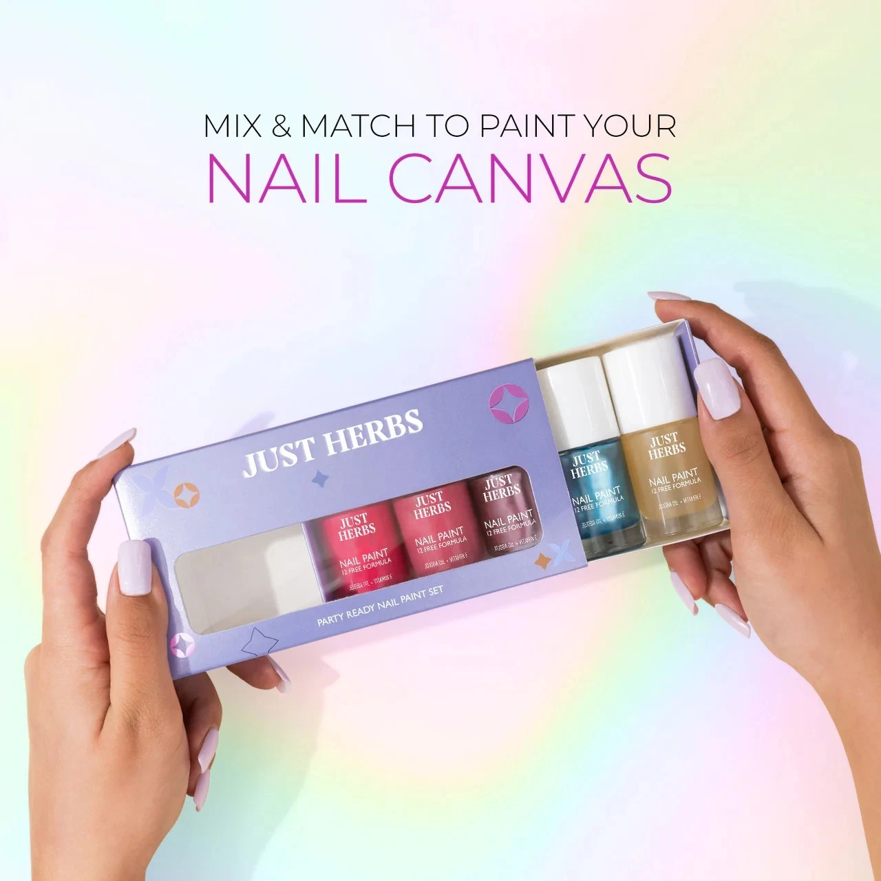 Just Herbs Party Ready Nail Paint Setof 5-Non-Toxic-Lasting Safe12-Free Formulas