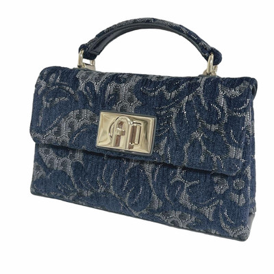 FURLA Mini Top Handle Handbag Leather Jacquard Shoulder Strap Crossbody Purse