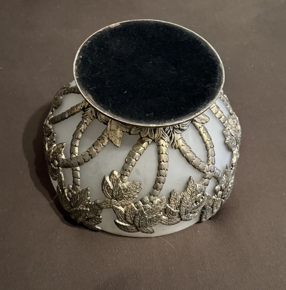 Centro de mesa Godinger de colección plateado palmera esmerilado cuenco inserto 10x6 Foto 2 de 4