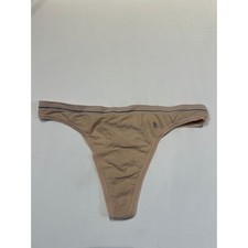 NWOT Vintage Barely There Cotton Blend Thong   Beige   Size 7