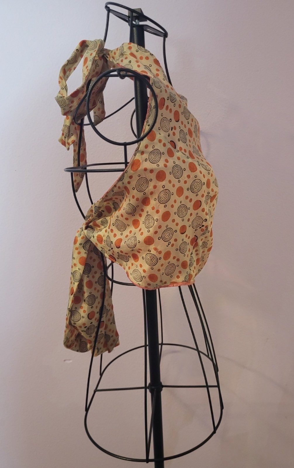 Boho Orange Pattern Handmade Silk Blend Halter Ti… - image 4