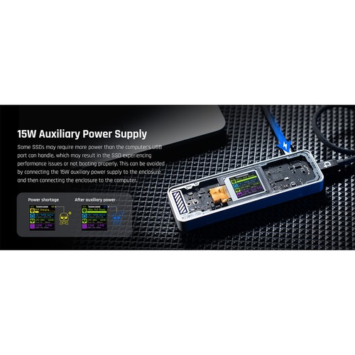 2280 M.2 NVMe SSD Enclosure Cyber Explorer Edition with LCD Display Max2369 - Afbeelding 10 van 10