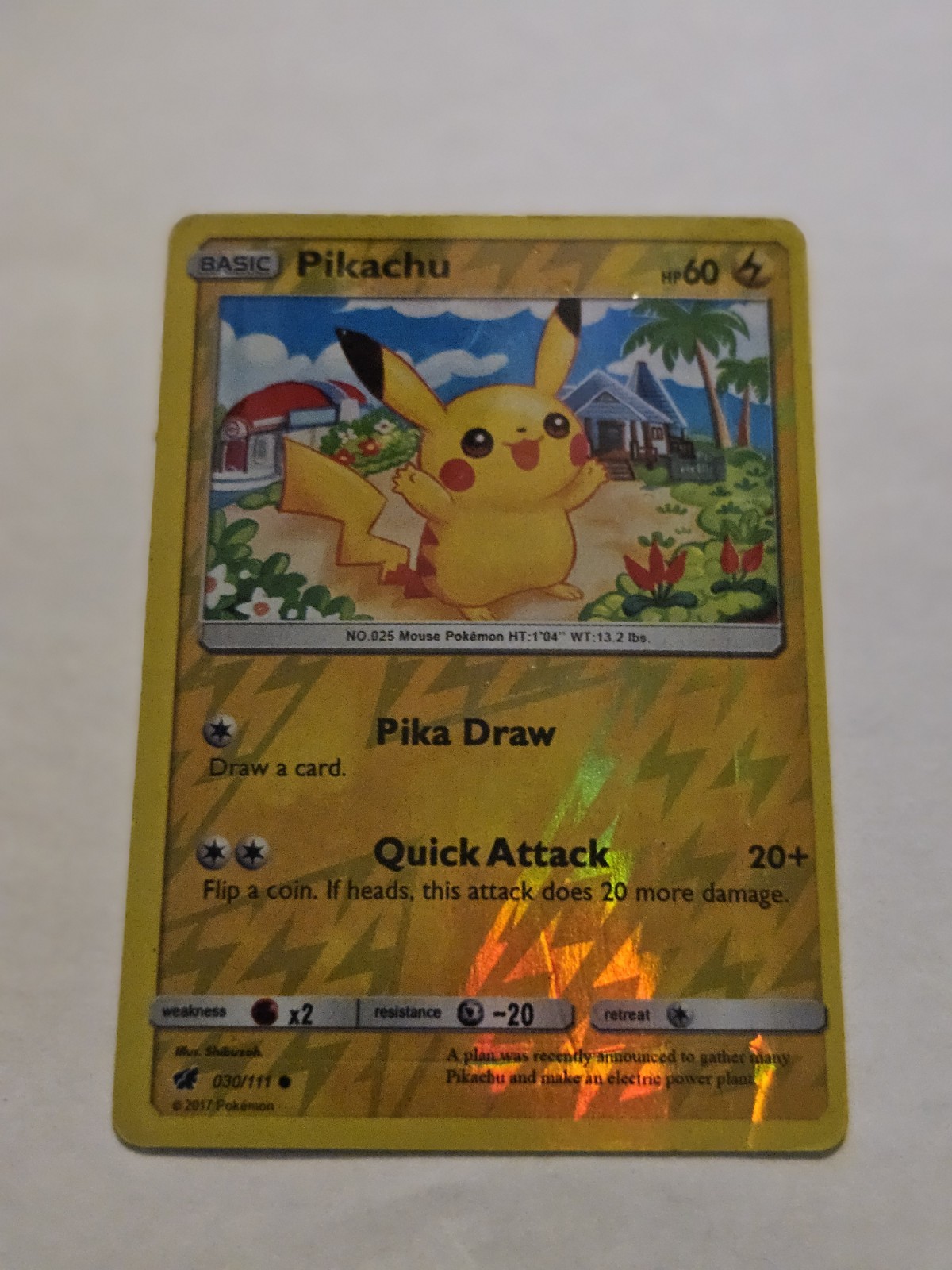 Pokemon TCG - 2017 Pikachu 30/111 - Crimson Invasion - Reverse Holo - MINT
