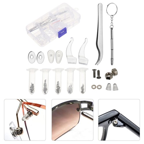 Kit de herramientas de reparación de gafas de sol Kits de gafas con tornillos Almohadillas para nariz - Imagen 8 de 12