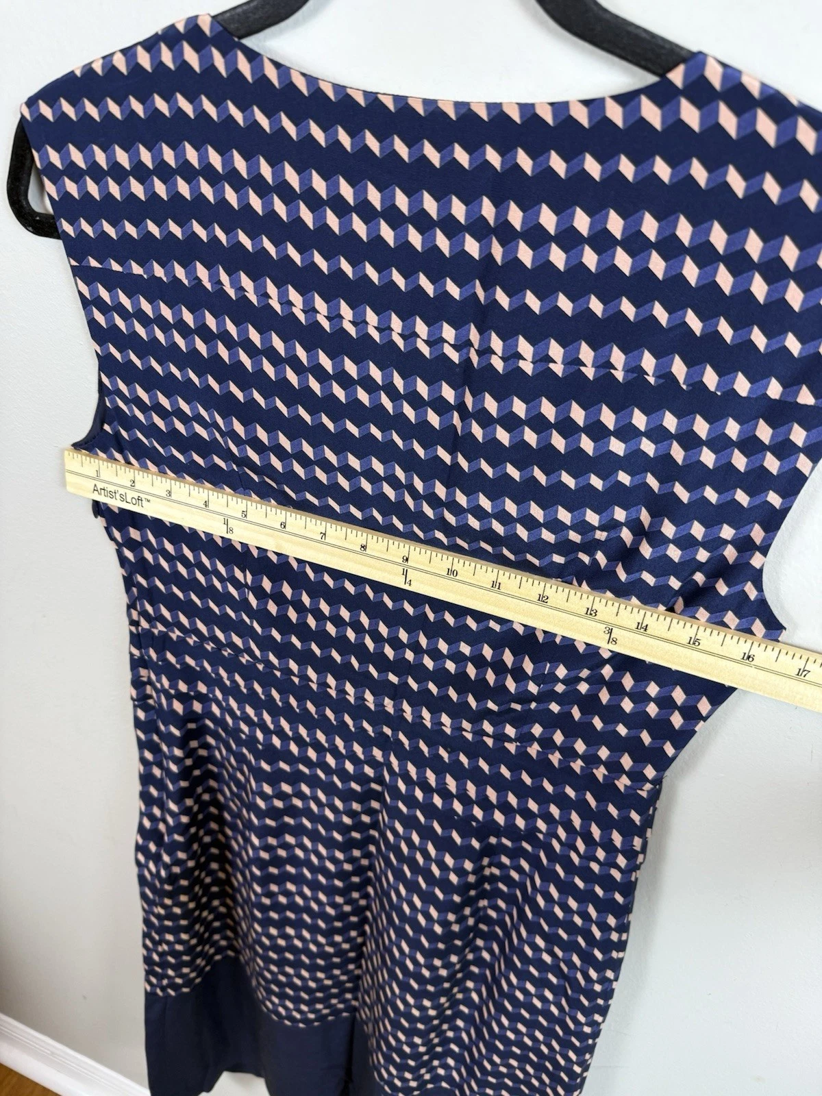 Abito tubino geometrico Tory Burch seta Marlow 4 blu navy mini carriera