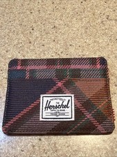 Herschel Supply Co. Brand Charlie RFID Card Holder Wallet Slate Rose Plaid Color