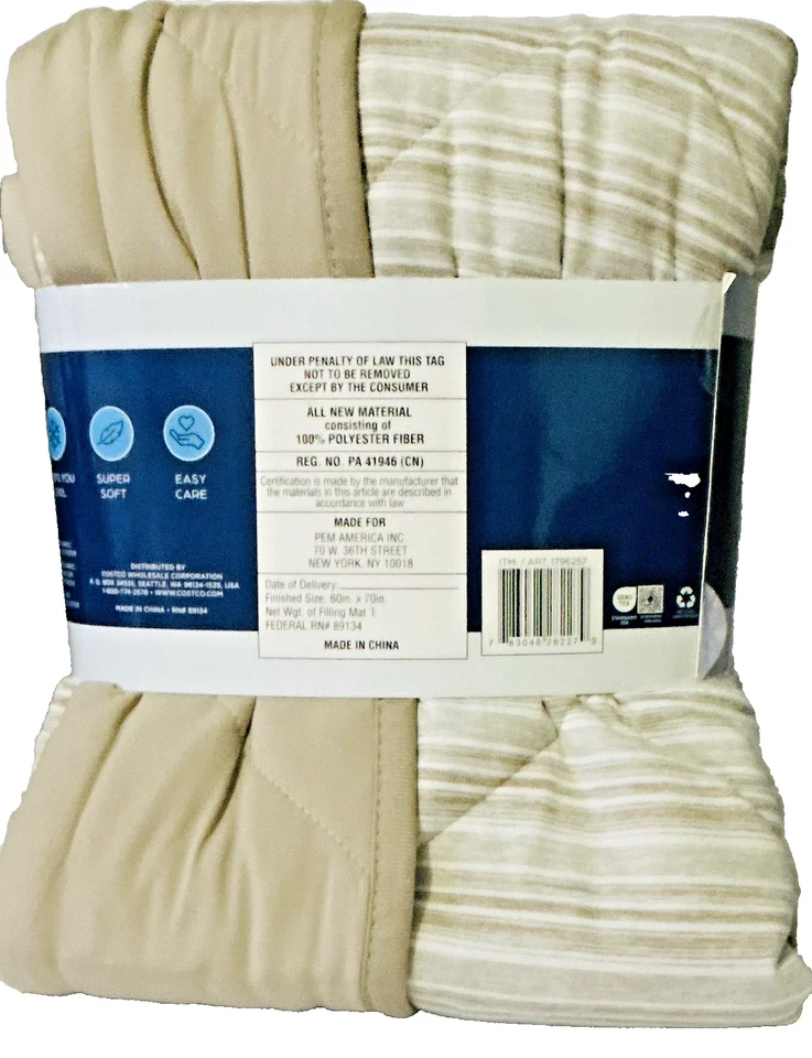 Охлаждающее плед 60 x 70 дюймов желтовато-коричневый бриллиант стеганое двустороннее машинная стирка - Изображение 2 из 2