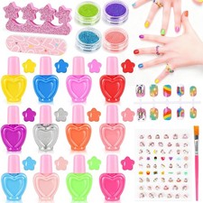 Kids Nail Polish Set for Girls, 21Pcs Non-Toxic Peel-Off Water-Based Toddler Nai