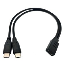 Qaoquda USB C Splitter Charge Cable,1 Feet USB Type C 1 Female to 2 Dual Male