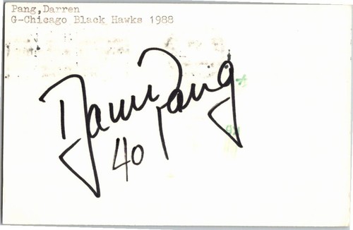 1980's -Darren Pang- Signed/Autograph/Auto Postcard Chicago Black Hawks NHL