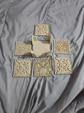 Vintage  Tumbled Tile Stone Resin Coasters Set of 6 Mcm Htf 4x4