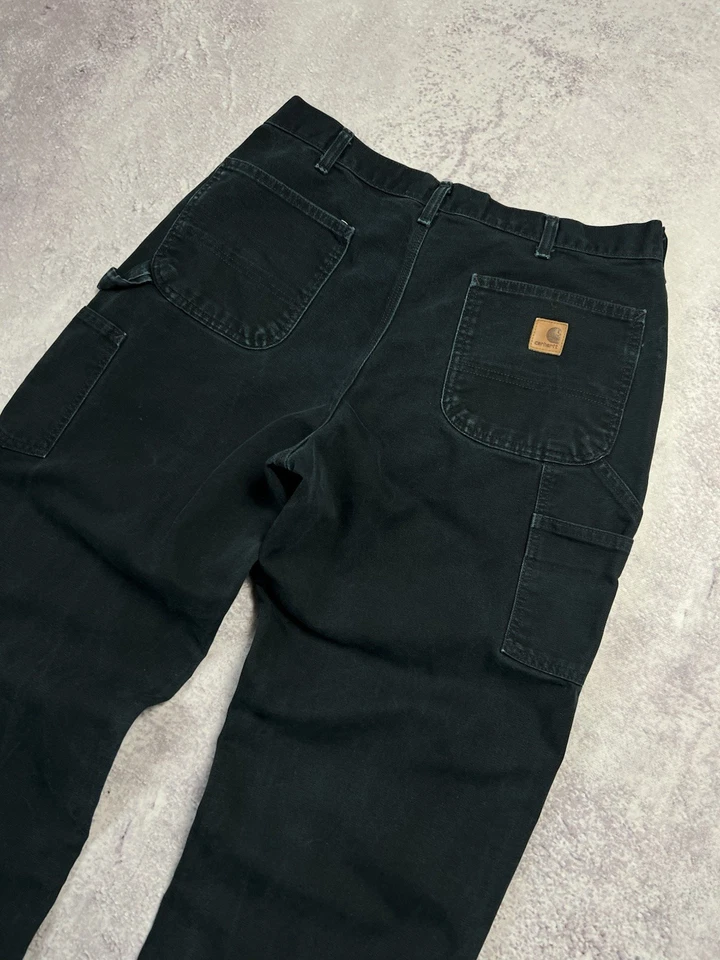 Vintage Retro Cargo Carhartt B11 Negro Doble Rodilla Pantalones de Trabajo Co... - Imagen 4 de 4