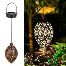 Solar Lantern Multicolor LED Lights Metal Lamp Waterproof Garden Hanging Decor