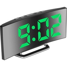 Digital Alarm Clock For Bedroom, 7'' LED Mirror Screen, 2 Brightness, Temperatur