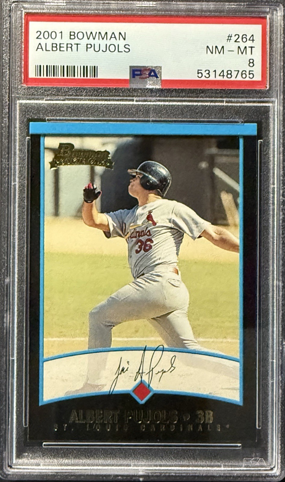 2001 Bowman Albert Pujols RC #264 Cardinals PSA 8 NM-MY Future HOF!