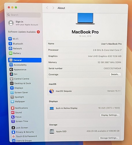 Apple MacBook Pro A2141 2019 16" Core i7-9750H 2.6GHz 6-Core 512GB / 32GB - AT07 - Afbeelding 8 van 12