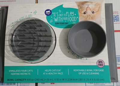 new Whisker City Cat Slow-Feeder and Mat Tray with Removable Water Bowl