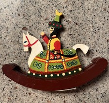 Handmade Antique Wooden Polish Rocking Horse Soldier With Tags