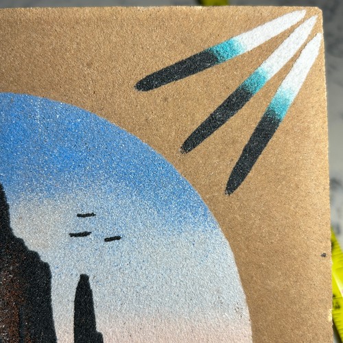 Pressholz Sandkunst "Shiprock Mountain" Southwestern Dekor signiert "Johnson" - Bild 8 von 15