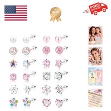 12 Pairs Hypoallergenic Screw Back Earrings for Women Girls Surgical Steel Cu...