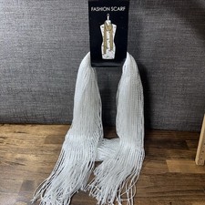 Women  s White With Silver Shimmer Fashion Scarf- NEW