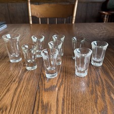 Set Of 9 Clear Shot Glasses Weighted Bottom Whiskey