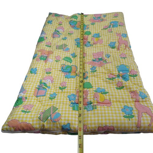 Vintage gelb Gingham Baby Decke Reißverschluss Schlafsack Spielzeug Bären Giraffe - Bild 12 von 14