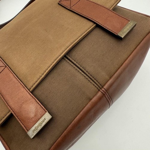 Yves Saint Laurent canvas and leather messenger shoulder bag - Picture 9 of 17