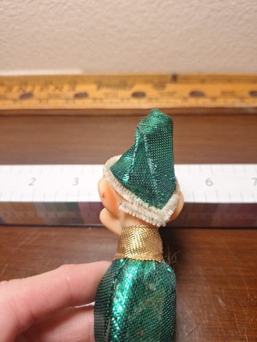 Vintage Metallic Silver Christmas Elf Pixie Shelf Sitter Knee Hugger  8" - Picture 7 of 11