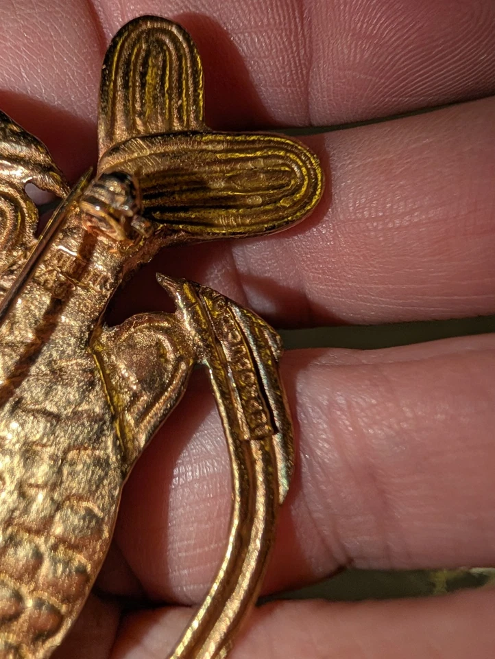 ВИНТАЖНЫЙ ABSTACT РЫБЫ ДИЗАЙН БРОШЬ ЗАКОЛКА ЗОЛОТОЙ ТОН - Изображение 2 из 4