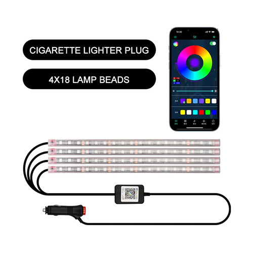 LED Car Interior Ambient Foot Light with USB Wireless Remote Music App Control - Picture 8 of 25