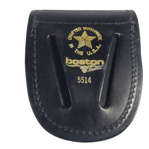 Boston Leather Handcuff Pouch 5514 Black Basketweave Pattern Made In USA - Picture 7 of 8