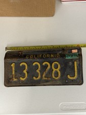 Vintage 1971 California Black Yellow License Plate 13328 J YOM Wall Decor Garage