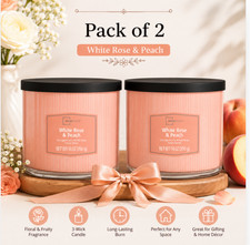 White Rose & Peach 3-Wick Candle Pair
