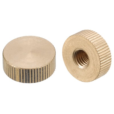 Knurled Thumb Nuts, 2pcs M10 x D20mm x H7mm Brass Blind Hole Knurled Thumb Nuts