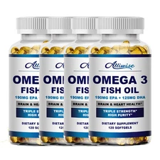 Omega 3 Fish Oil Softgel Triple Strength EPA&DHA Support Brain Heart Health