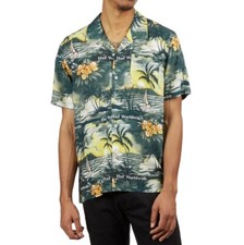 HUF Men's S/S Woven Button Up Shirt VENICE - BLK - Large - NWT