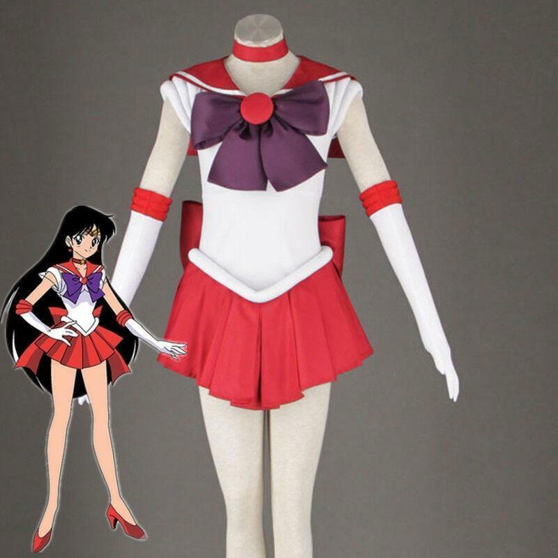 2019 Sailor Moon Sailor Mars Cosplay Costume Red Uniform Dress
