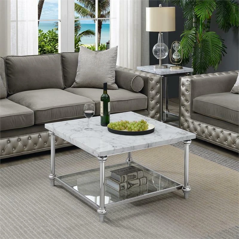 White marble chrome coffee table online