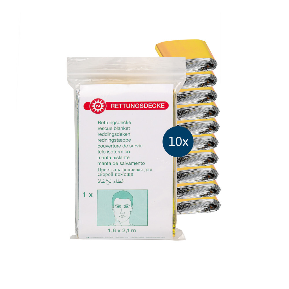 Dönges Rettungsdecke gold/silber (Wärmedecke Rettungsfolie) (Pack à 10 Stück)